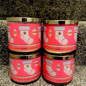 Pink fairy gumdrop three wick candles X4